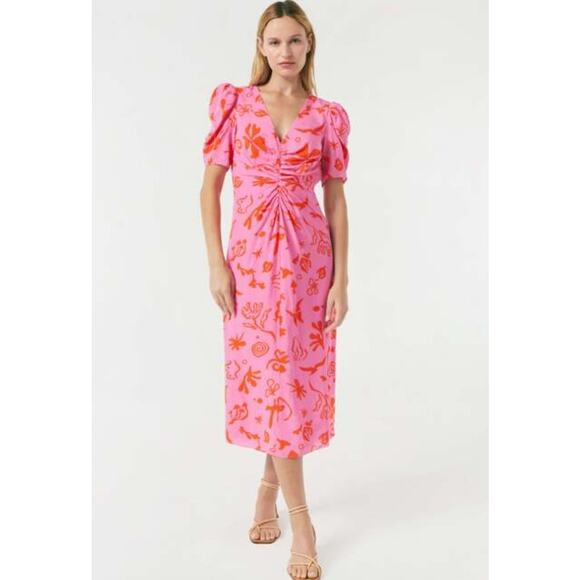 Rhode Maci Pink Botanical Pink Dress Size 4 NWT - Picture 2 of 9